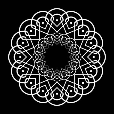 Monokrom dekoratif element tasarla. Soyut çember arkaplanı. Vektör sanatı illüstrasyonu