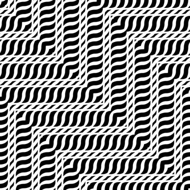 Kusursuz monokrom zigzag deseni tasarla. Soyut iç içe geçmiş. Vektör sanatı