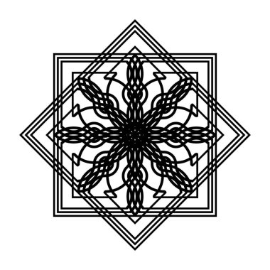 Tek renkli dekoratif kar tanesi elementi tasarla. Soyut ızgara arkaplanı. Vektör sanatı illüstrasyonu