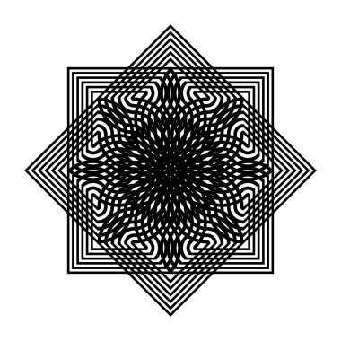 Tek renkli dekoratif kar tanesi elementi tasarla. Soyut ızgara arkaplanı. Vektör sanatı illüstrasyonu