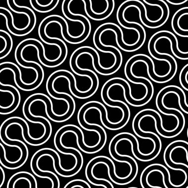 Kusursuz el sallama deseni tasarla. Soyut monokrom çizgili arka plan. Vektör sanatı