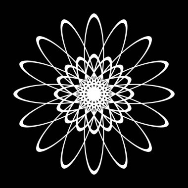 Monokrom dekoratif daire elementi tasarla. Soyut çiçek arkaplanı. Vektör sanatı illüstrasyonu