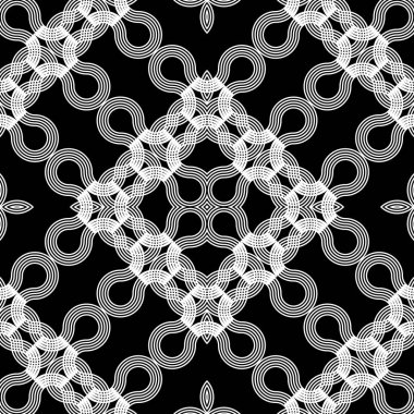 Kusursuz geometrik desen tasarla. Soyut monokrom dantelli arka plan. Vektör sanatı