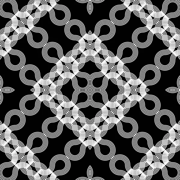 Design Motif Géométrique Sans Couture Fond Dentelle Monochrome Abstrait Art — Image vectorielle
