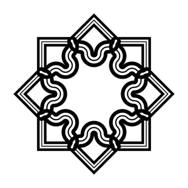 Tek renkli dekoratif kar tanesi elementi tasarla. Soyut ızgara arkaplanı. Vektör sanatı illüstrasyonu