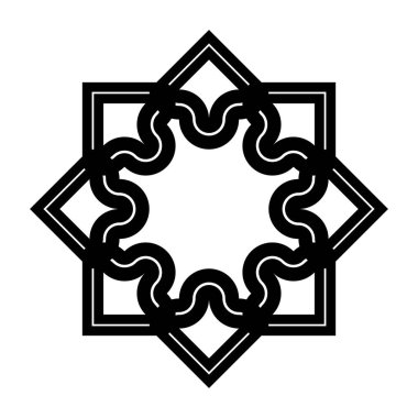 Tek renkli dekoratif kar tanesi elementi tasarla. Soyut ızgara arkaplanı. Vektör sanatı illüstrasyonu