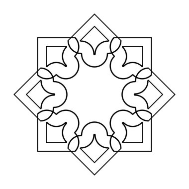 Tek renkli dekoratif kar tanesi elementi tasarla. Soyut ızgara arkaplanı. Vektör sanatı illüstrasyonu