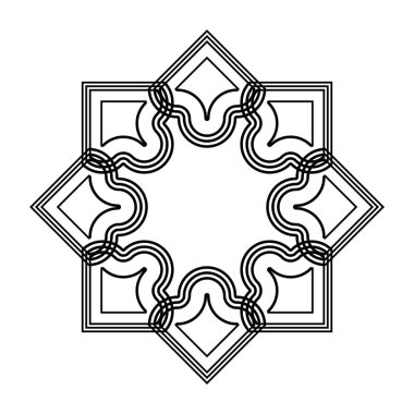 Tek renkli dekoratif kar tanesi elementi tasarla. Soyut ızgara arkaplanı. Vektör sanatı illüstrasyonu