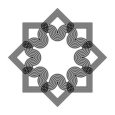 Tek renkli dekoratif kar tanesi elementi tasarla. Soyut ızgara arkaplanı. Vektör sanatı illüstrasyonu