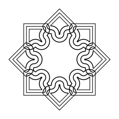 Tek renkli dekoratif kar tanesi elementi tasarla. Soyut ızgara arkaplanı. Vektör sanatı illüstrasyonu