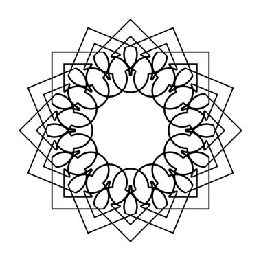 Tek renkli dekoratif kar tanesi elementi tasarla. Soyut ızgara arkaplanı. Vektör sanatı illüstrasyonu