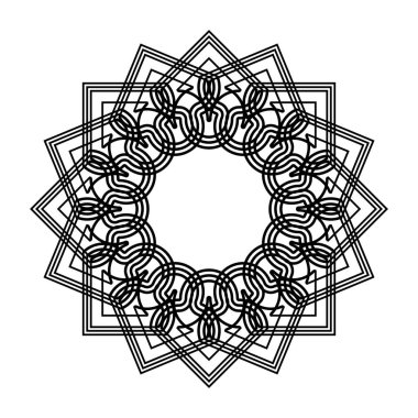 Tek renkli dekoratif kar tanesi elementi tasarla. Soyut ızgara arkaplanı. Vektör sanatı illüstrasyonu