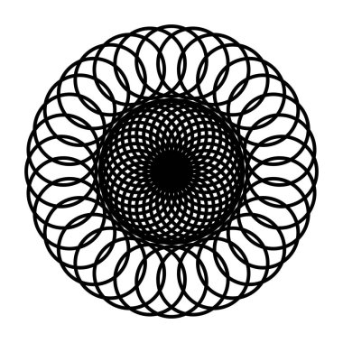 Monokrom dekoratif daire elementi tasarla. Soyut ızgara arkaplanı. Vektör sanatı illüstrasyonu
