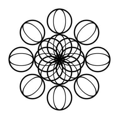 Monokrom dekoratif daire elementi tasarla. Soyut ızgara arkaplanı. Vektör sanatı illüstrasyonu