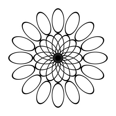 Monokrom dekoratif daire elementi tasarla. Soyut ızgara arkaplanı. Vektör sanatı illüstrasyonu