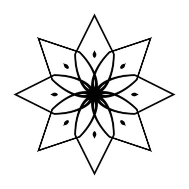 Tek renkli dekoratif kar tanesi elementi tasarla. Soyut ızgara arkaplanı. Vektör sanatı illüstrasyonu