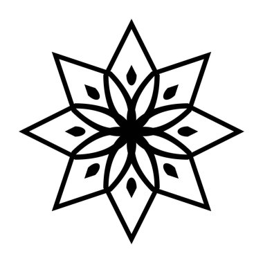 Tek renkli dekoratif kar tanesi elementi tasarla. Soyut ızgara arkaplanı. Vektör sanatı illüstrasyonu