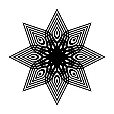 Tek renkli dekoratif kar tanesi elementi tasarla. Soyut ızgara arkaplanı. Vektör sanatı illüstrasyonu