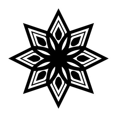 Tek renkli dekoratif kar tanesi elementi tasarla. Soyut ızgara arkaplanı. Vektör sanatı illüstrasyonu