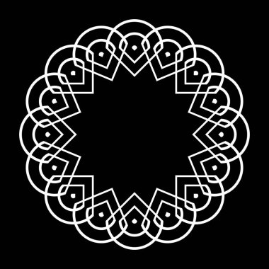 Monokrom dekoratif element tasarla. Soyut çember arkaplanı. Vektör sanatı illüstrasyonu