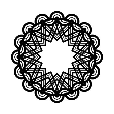 Tek renkli kar tanesi dekoratif elementini tasarla. Soyut çember izole edilmiş arka plan. Vektör sanatı illüstrasyonu