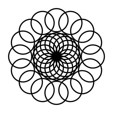 Monokrom dekoratif daire elementi tasarla. Soyut ızgara arkaplanı. Vektör sanatı illüstrasyonu