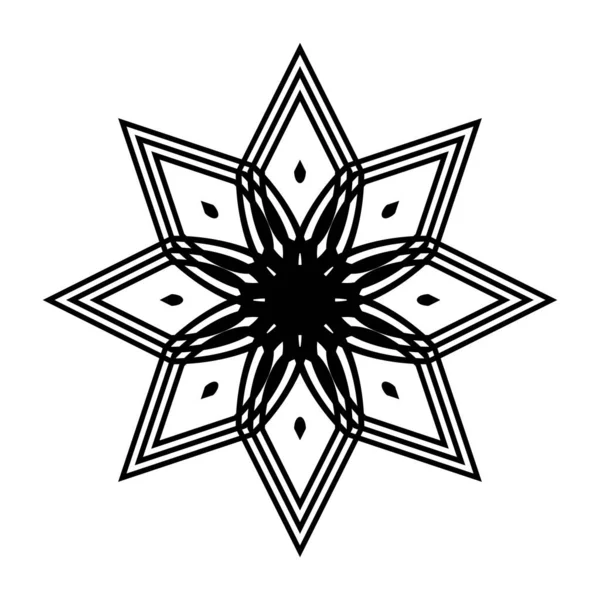 Design Monochrome Decorative Snowflake Element Abstract Grating Backdrop Vector Art — Stock Vector