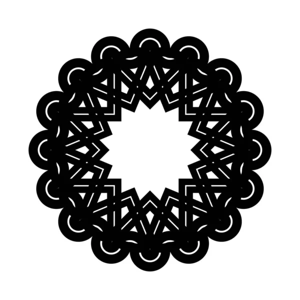 Ontwerp Monochrome Sneeuwvlok Decoratief Element Abstracte Cirkel Geïsoleerde Achtergrond Vector — Stockvector