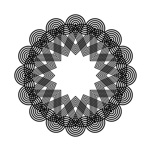 Design Monochrom Schneeflocke Dekoratives Element Abstrakter Kreis Isolierter Hintergrund Vektorgrafik — Stockvektor
