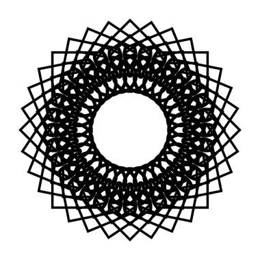 Tek renkli dekoratif kar tanesi elementi tasarla. Soyut ızgara arkaplanı. Vektör sanatı illüstrasyonu