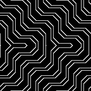 Kusursuz monokrom zigzag deseni tasarla. Soyut çizgili arka plan. Vektör sanatı