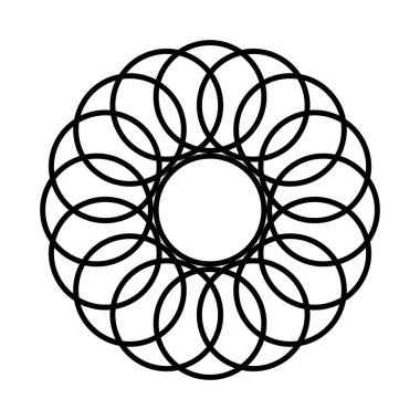 Monokrom dekoratif daire elementi tasarla. Soyut ızgara arkaplanı. Vektör sanatı illüstrasyonu