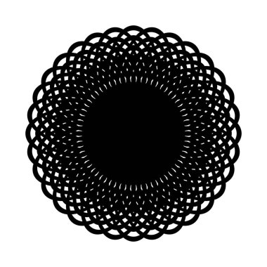 Monokrom dekoratif daire elementi tasarla. Soyut ızgara arkaplanı. Vektör sanatı illüstrasyonu