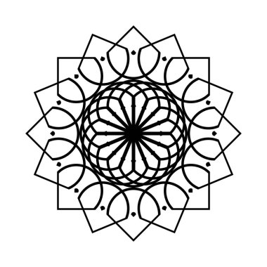 Monokrom dekoratif element tasarla. Soyut çember arkaplanı. Vektör sanatı illüstrasyonu