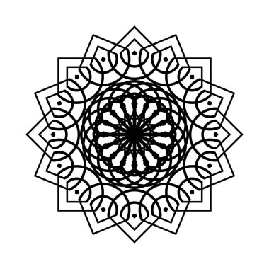 Monokrom dekoratif element tasarla. Soyut çember arkaplanı. Vektör sanatı illüstrasyonu