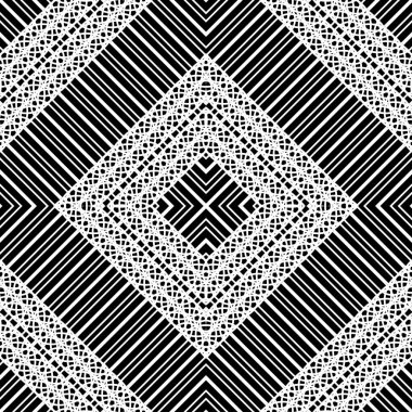Kusursuz geometrik desen tasarla. Soyut monokrom dantelli arka plan. Vektör sanatı