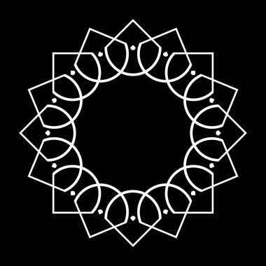 Monokrom dekoratif element tasarla. Soyut çember arkaplanı. Vektör sanatı illüstrasyonu