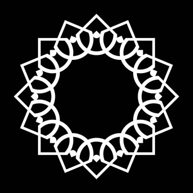 Monokrom dekoratif element tasarla. Soyut çember arkaplanı. Vektör sanatı illüstrasyonu