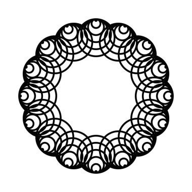 Monokrom dekoratif element tasarla. Soyut çember arkaplanı. Vektör sanatı illüstrasyonu
