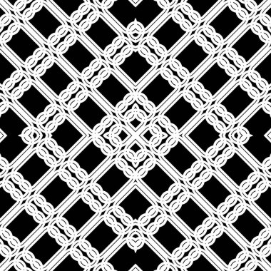 Kusursuz geometrik desen tasarla. Soyut monokrom dantelli arka plan. Vektör sanatı