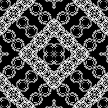 Kusursuz geometrik desen tasarla. Soyut monokrom dantelli arka plan. Vektör sanatı