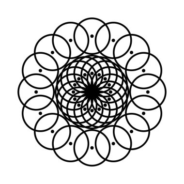 Monokrom dekoratif element tasarla. Soyut çember arkaplanı. Vektör sanatı illüstrasyonu