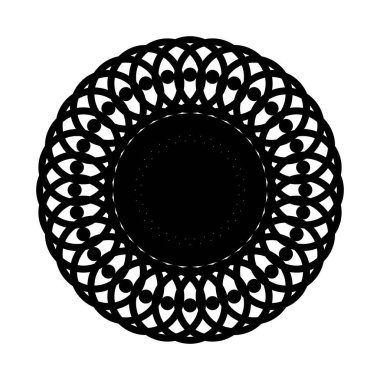 Monokrom dekoratif element tasarla. Soyut çember arkaplanı. Vektör sanatı illüstrasyonu