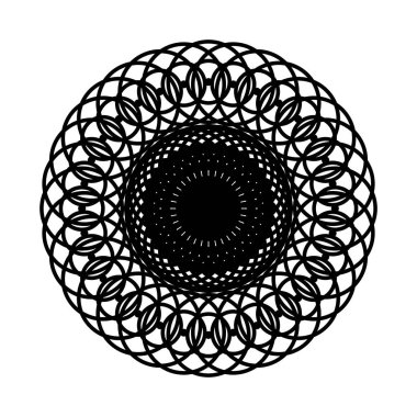 Monokrom dekoratif element tasarla. Soyut çember arkaplanı. Vektör sanatı illüstrasyonu