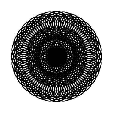 Monokrom dekoratif element tasarla. Soyut çember arkaplanı. Vektör sanatı illüstrasyonu