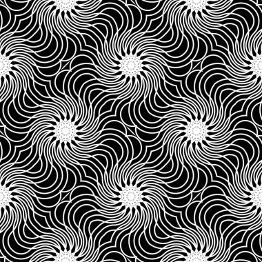 Kusursuz spiral arkaplan dizaynı. Soyut monokrom dekoratif arka plan. Vektör sanatı