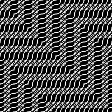 Kusursuz monokrom zigzag deseni tasarla. Soyut iç içe geçmiş. Vektör sanatı