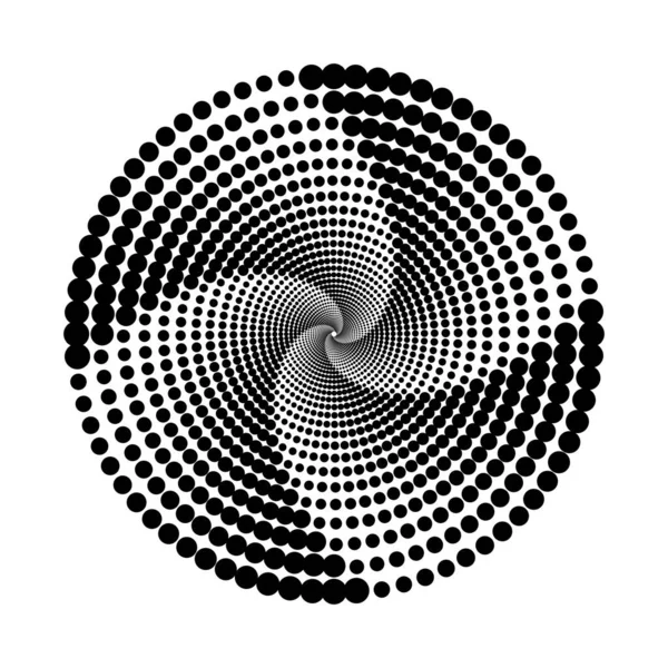 Escenario Puntos Espiral Diseño Fondo Monocromo Abstracto Ilustración Arte Vectorial — Vector de stock