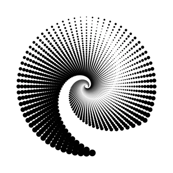 Escenario Puntos Espiral Diseño Fondo Monocromo Abstracto Ilustración Arte Vectorial — Vector de stock