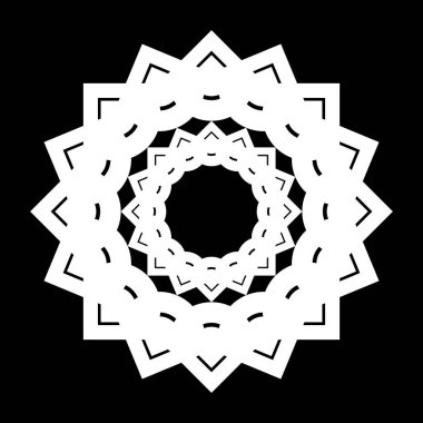 Monokrom dekoratif element tasarla. Soyut çember arkaplanı. Vektör sanatı illüstrasyonu